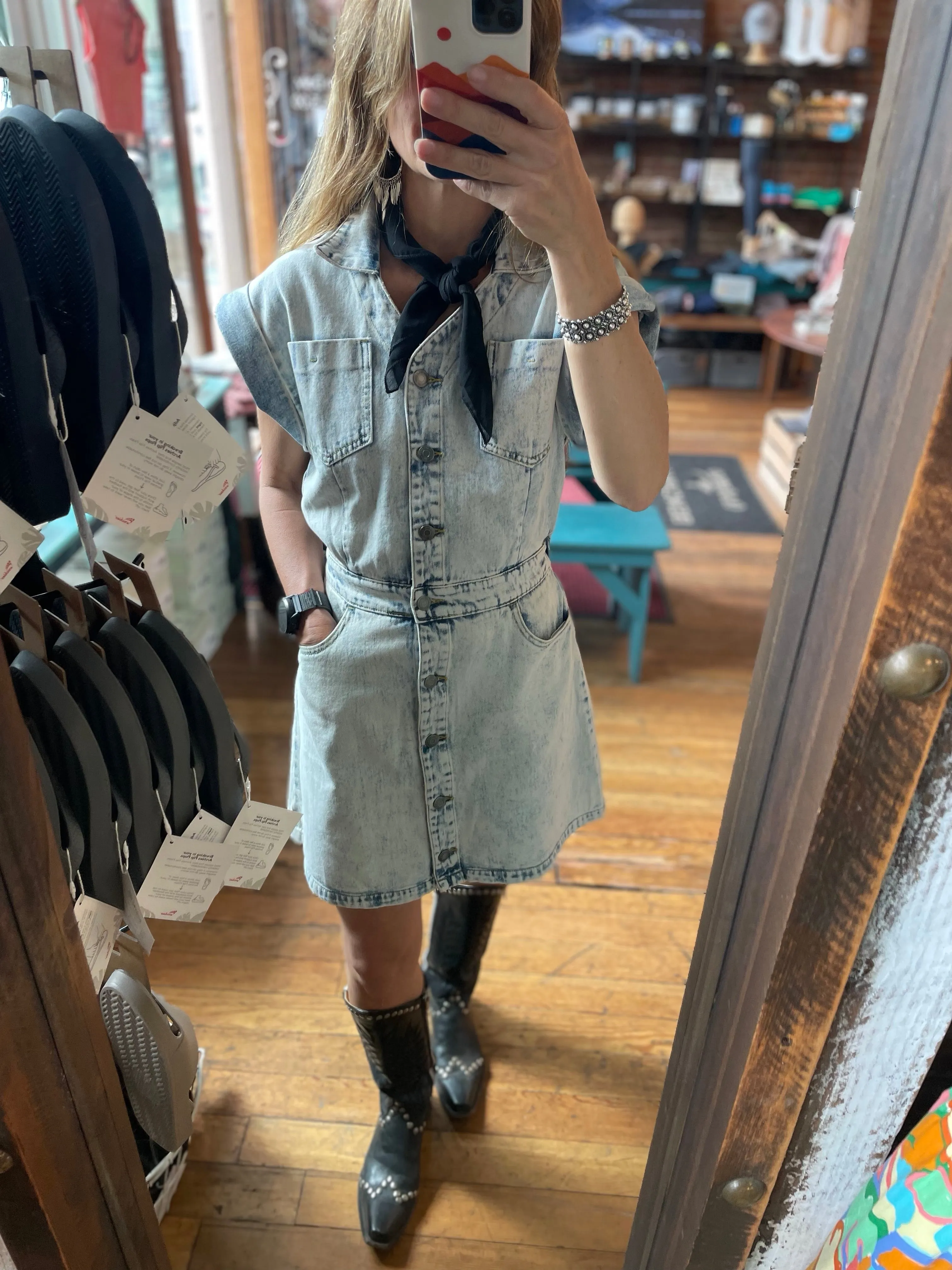 AnnieWear Button Down Denim Dress