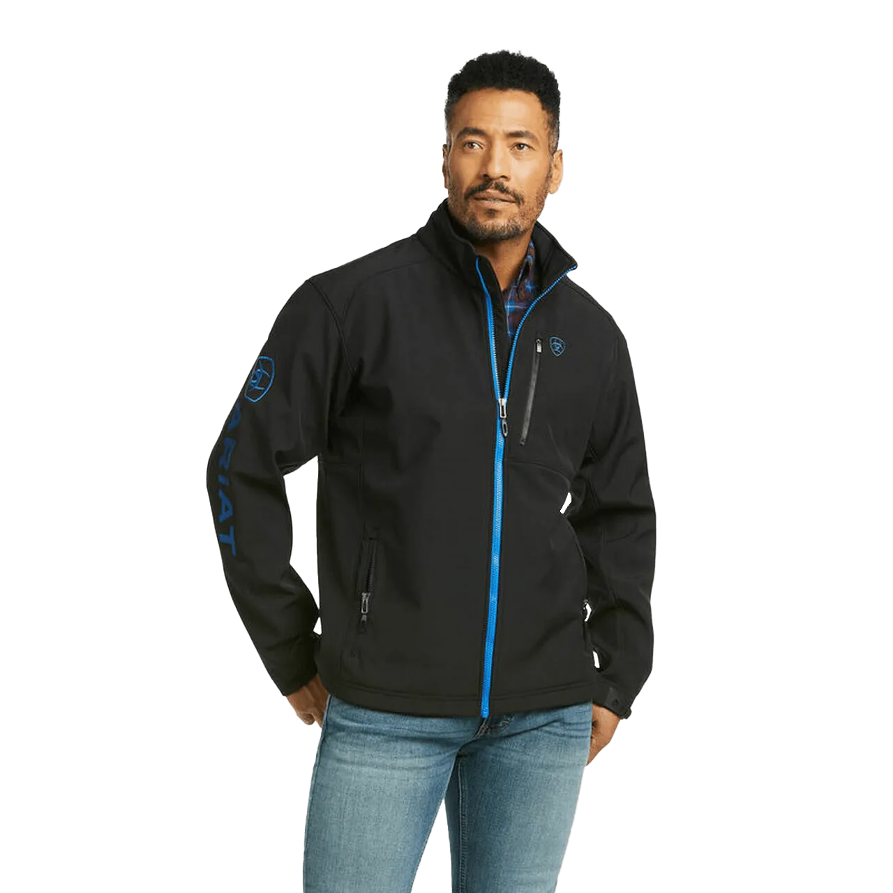 Ariat Men's Black & Cobalt Logo 2.0 Softshell Jacket