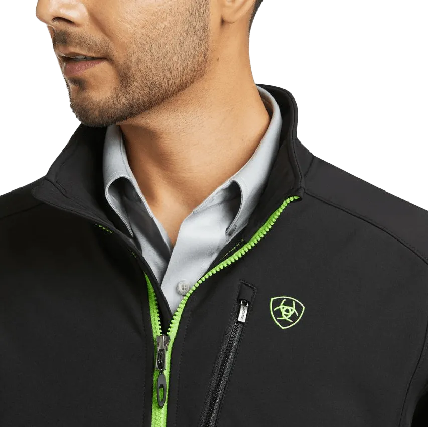 Ariat Men's Logo 2.0 Black & Bright Green Softshell Jacket