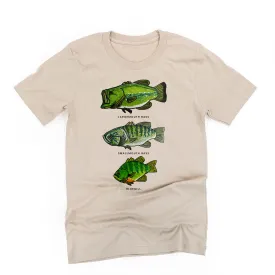 BASS & BLUEGILL CHART (HAND DRAWN) - Unisex Tee