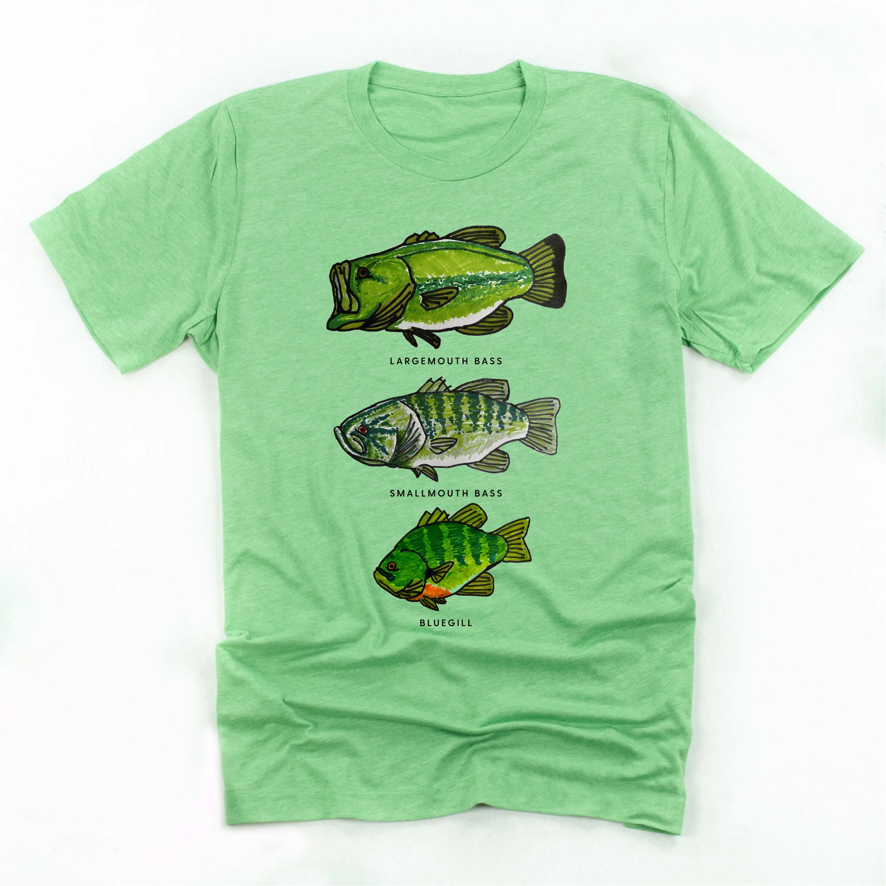 BASS & BLUEGILL CHART (HAND DRAWN) - Unisex Tee