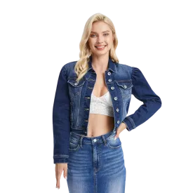 Bayeas Women's Puffy Sleeve Denim Stellar Jacket