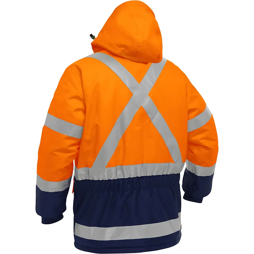 Bisley 343M6450X-ORNV/5X ANSI Type R Class 3 and CSA Z96 Class 2 X-Back Extreme Cold Jacket with Navy Bottom