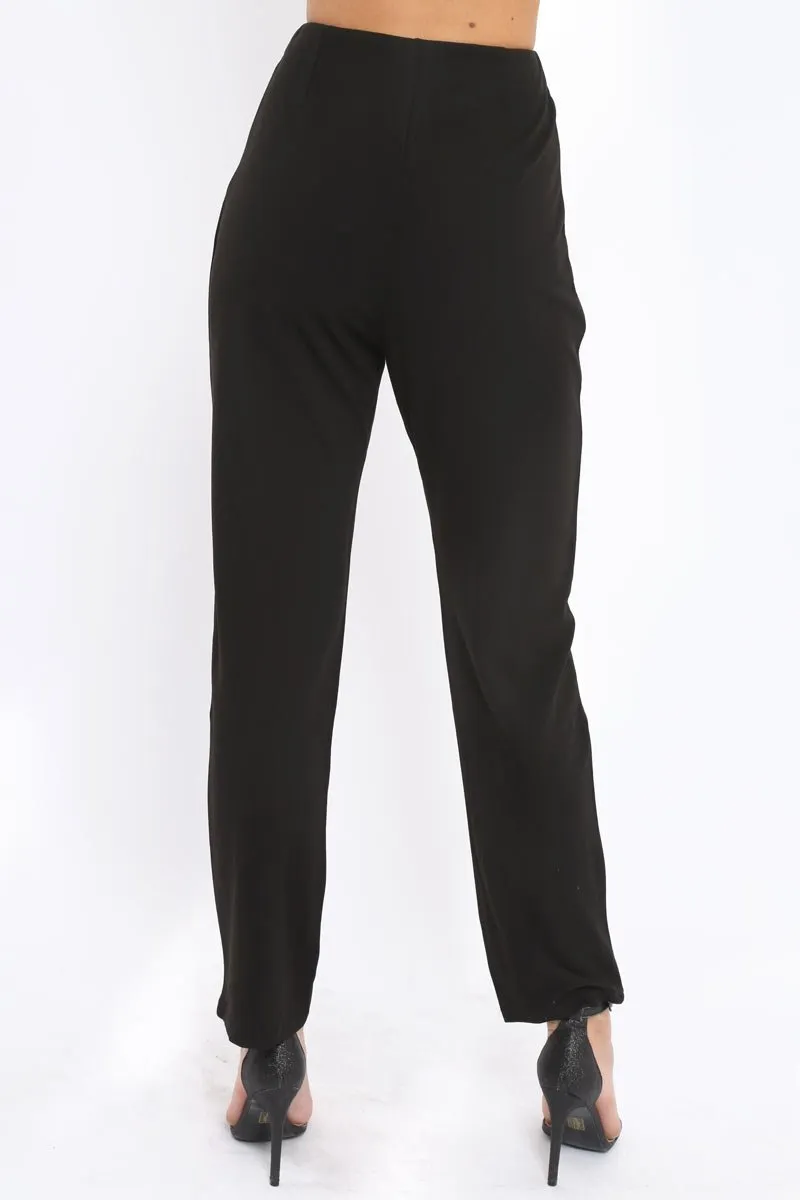 Black High Waisted Trousers - Zeenia