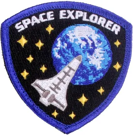 Blue Space Explorer Astronaut Morale Patch with Hook & Loop Back 3" X 3 1/8"