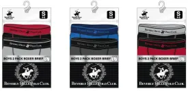 boy's assorted colors boxer briefs 2 packs by beverly hills polo club boys - size small Case of 48