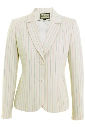 Busy Clothing Womens Lemon Yellow Cream Stripe Suit Jacket