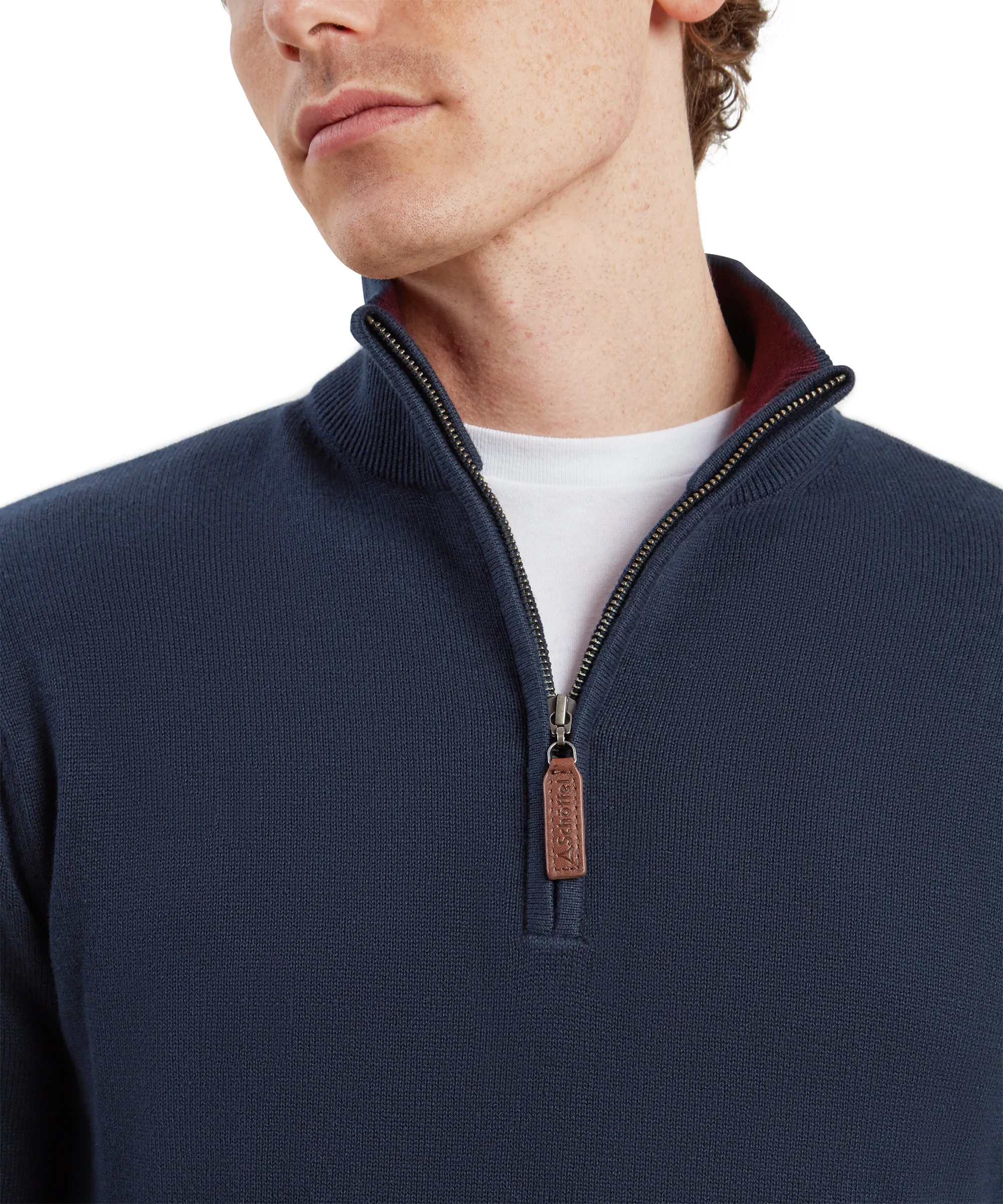 Calton Cotton Cashmere Quarter Zip Jumper - Petrol Blue