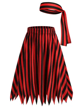 Colorful Stripe Print Skirt  Perfect for Pirate Ensembles