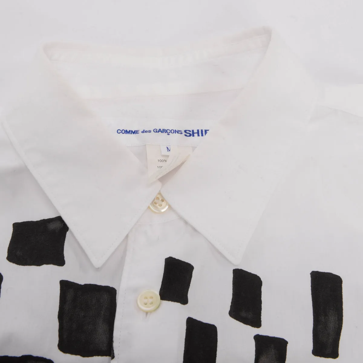 Comme Des Garcons White Cotton Printed Shirt M