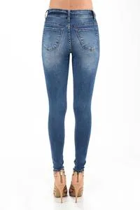 Distressed Low Rise Dark Blue Skinny Jeans