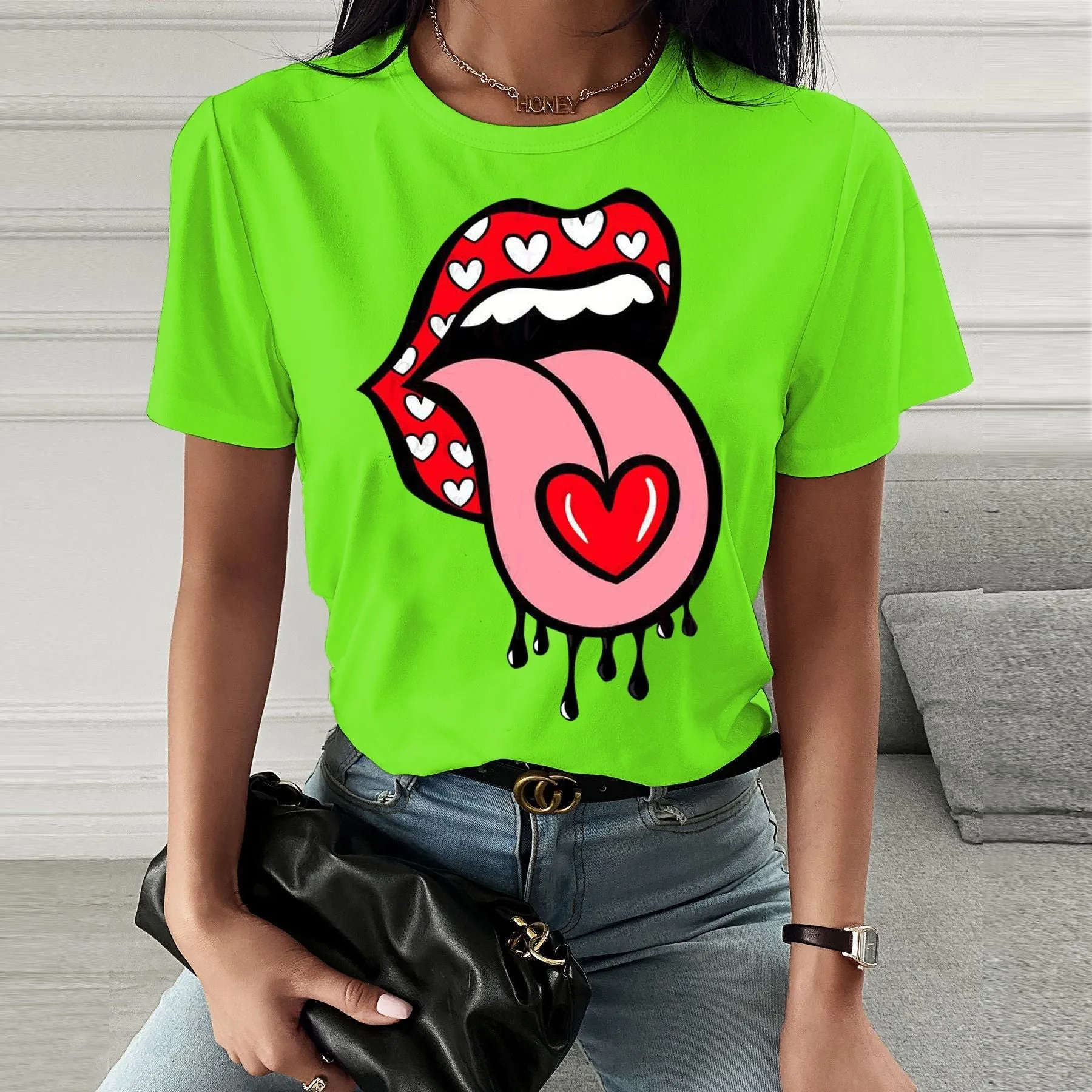 Fashion  spring and summer printing short-sleeved T-shirt