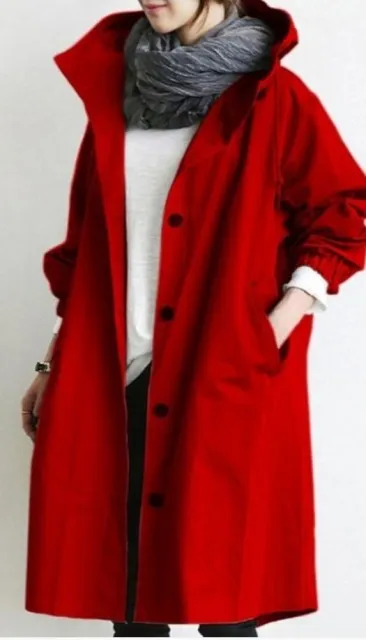 Fashion Womens Long Trench Coats Windproof   Hood