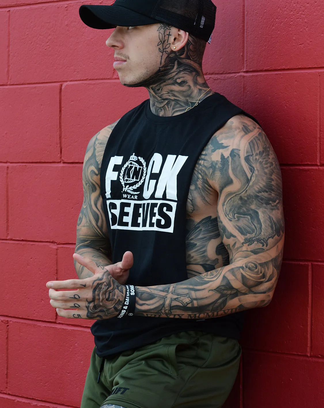 FUCK SLEEVES | Men's Muscle Gym Tank | Black