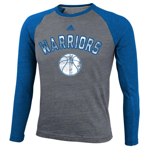 Golden State Warriors Adidas Gray Raglan L/S Youth Shirt