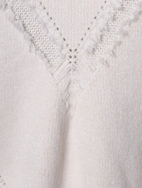 Graceful Shoulder Frayed Knitwear