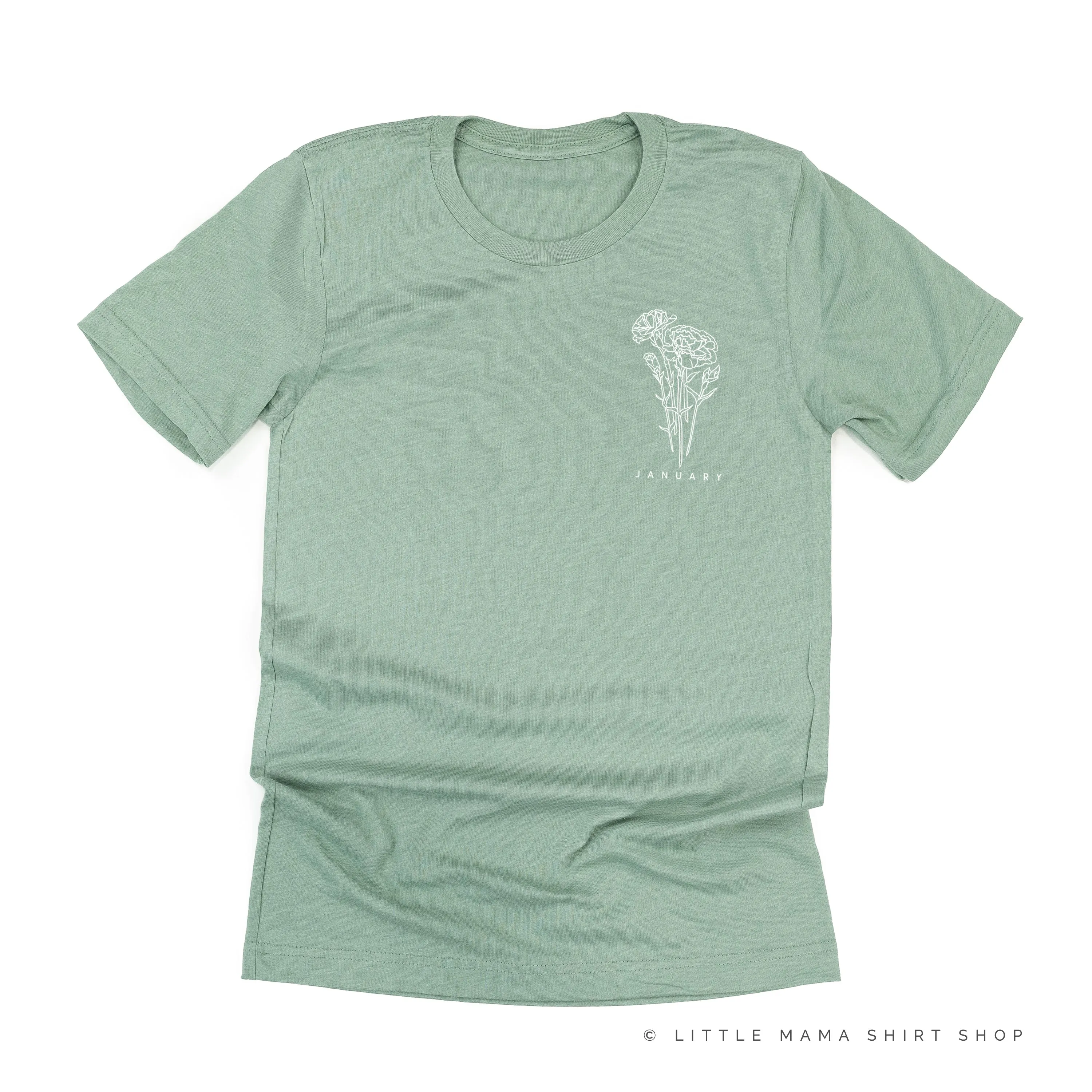 JANUARY BIRTH FLOWER - Carnation - pocket -  Unisex Tee