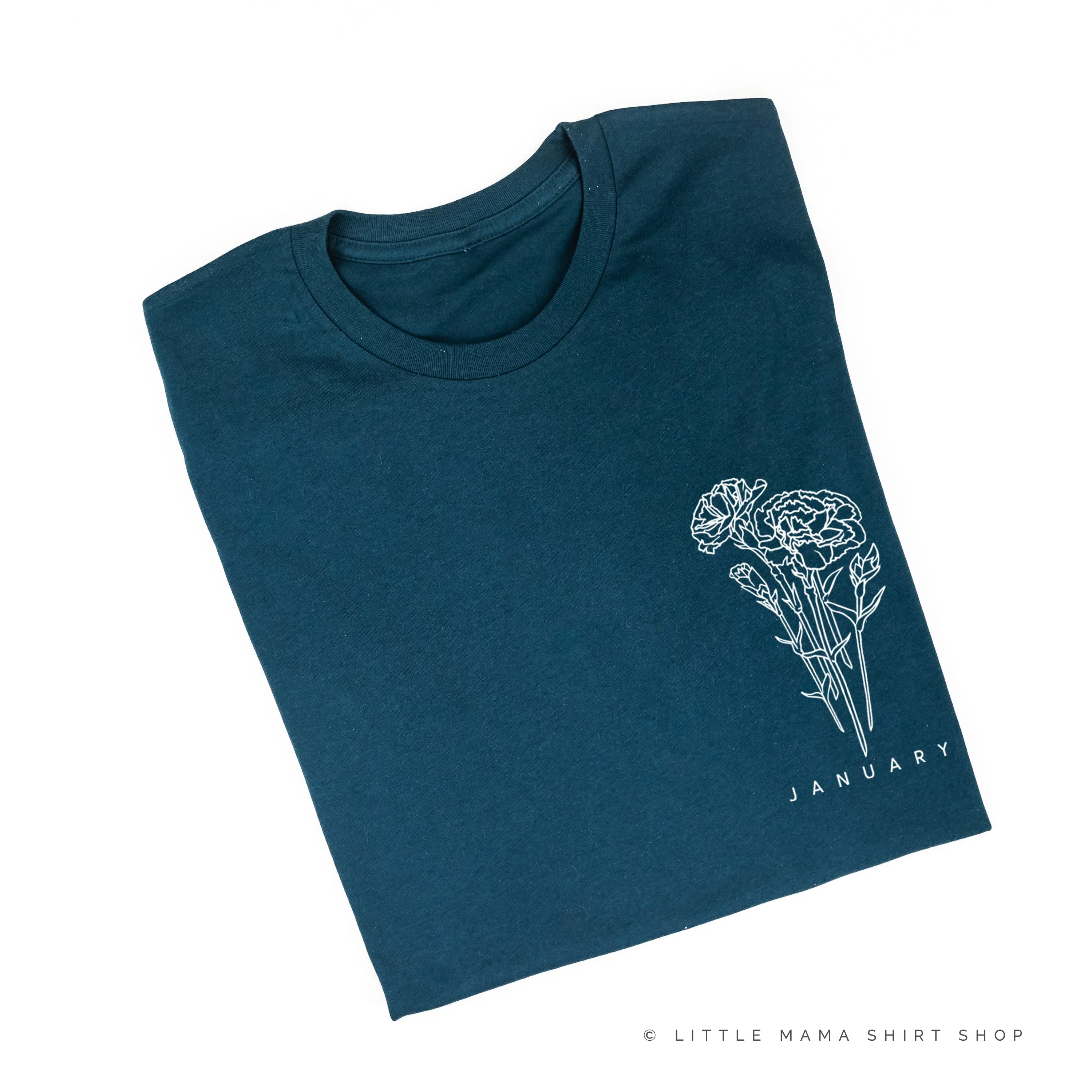 JANUARY BIRTH FLOWER - Carnation - pocket -  Unisex Tee