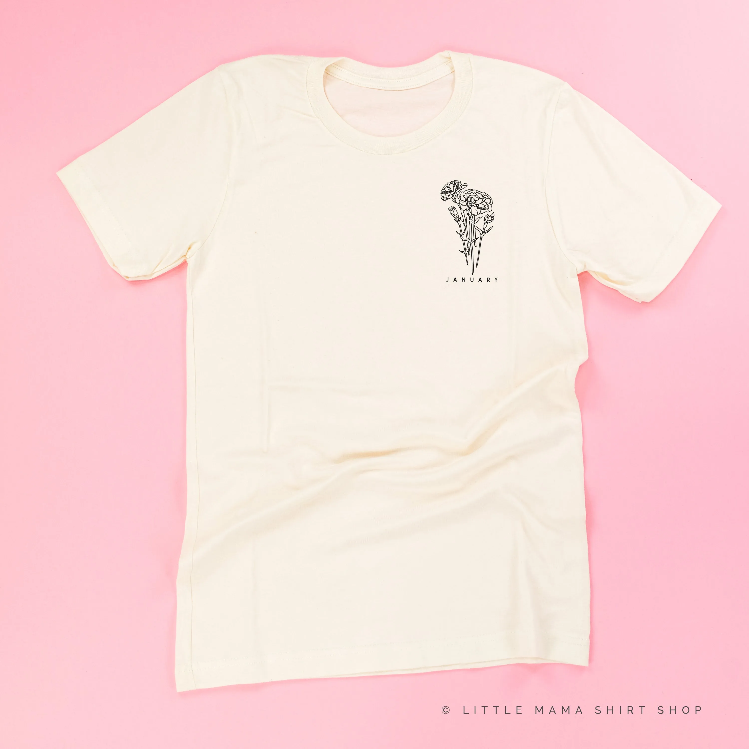 JANUARY BIRTH FLOWER - Carnation - pocket -  Unisex Tee