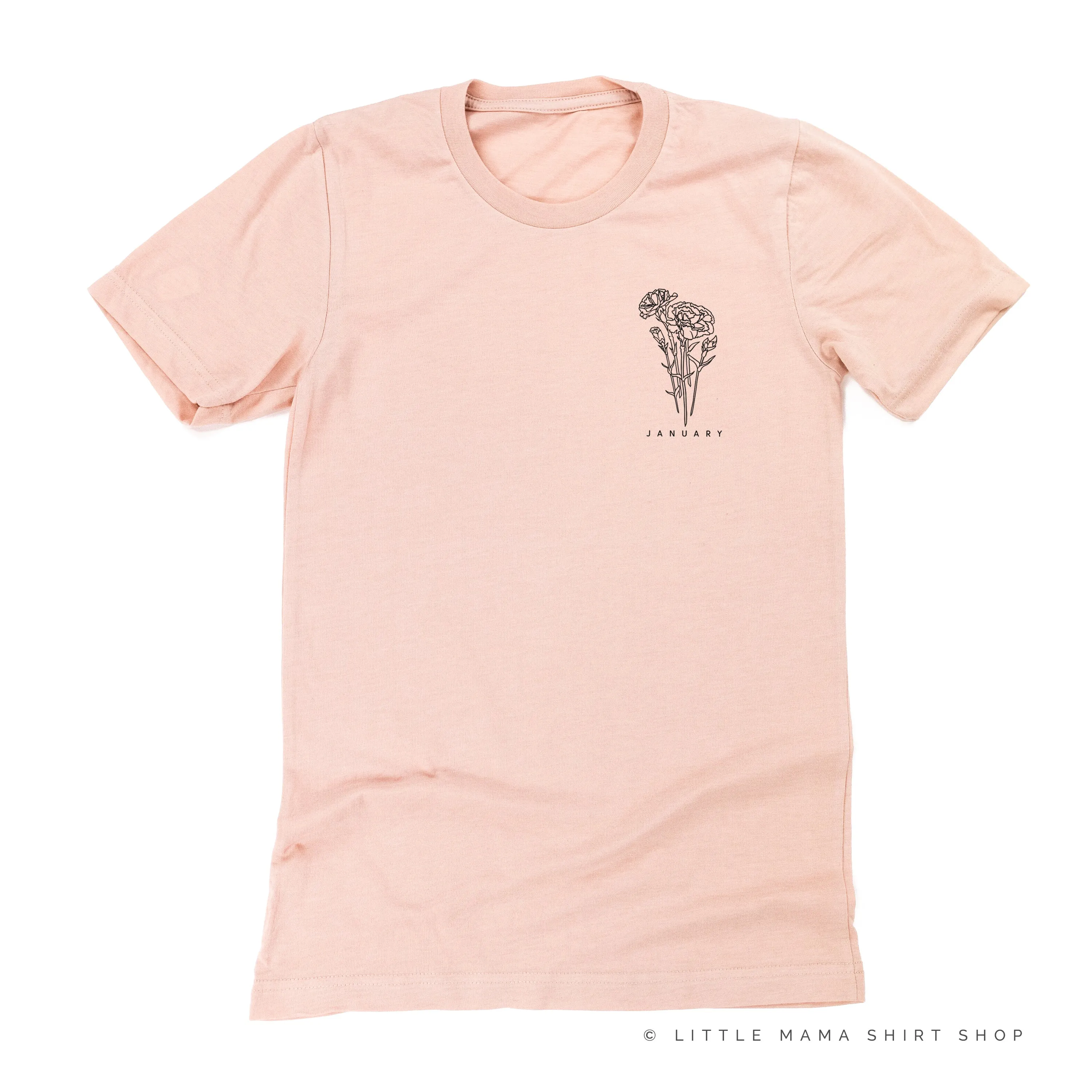 JANUARY BIRTH FLOWER - Carnation - pocket -  Unisex Tee