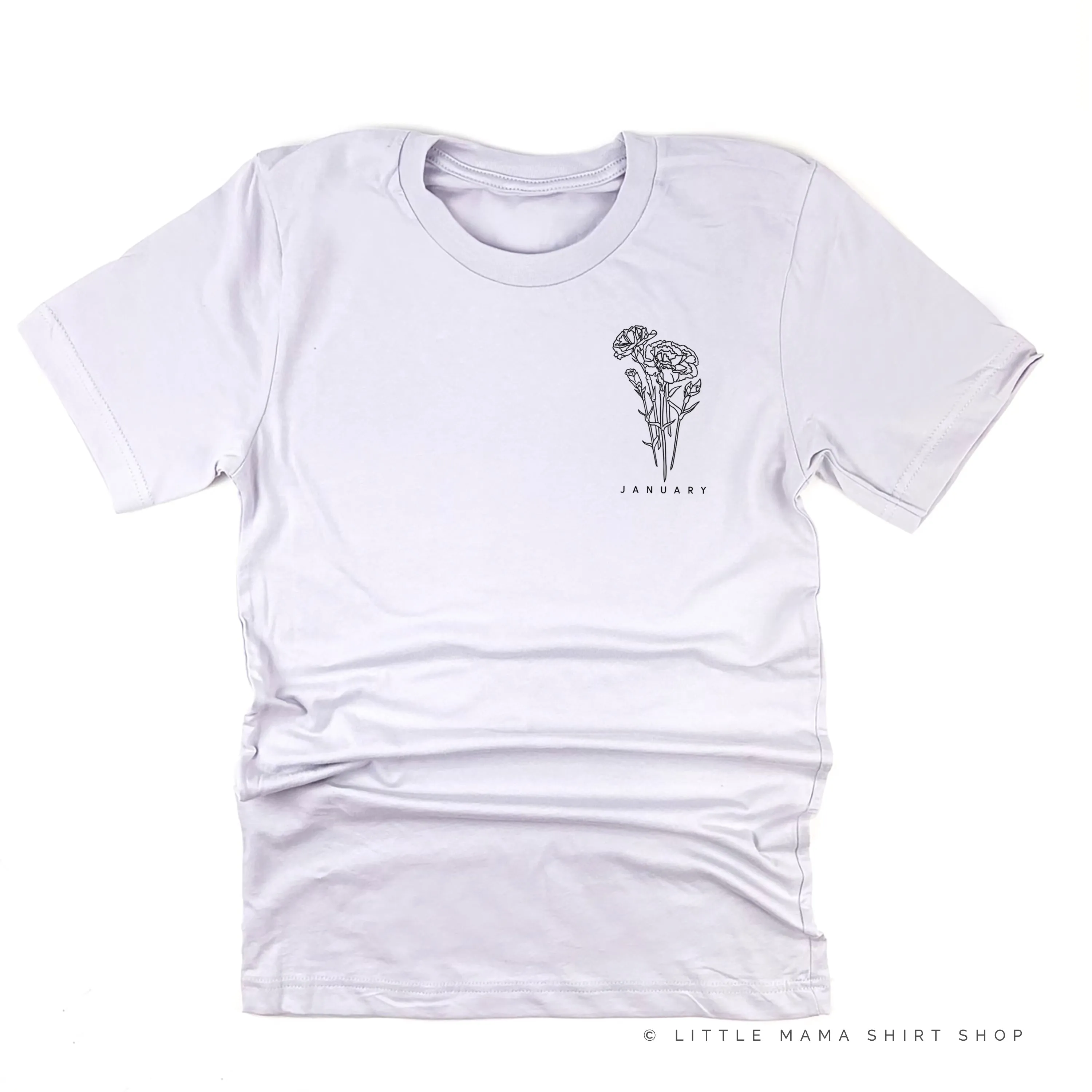 JANUARY BIRTH FLOWER - Carnation - pocket -  Unisex Tee