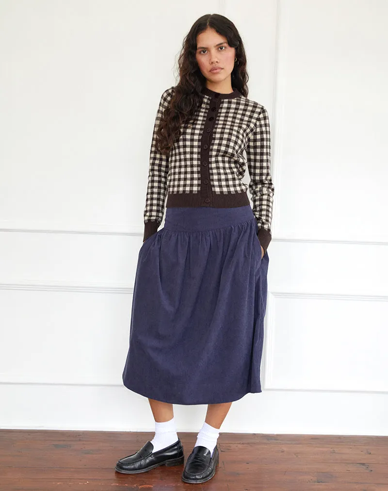 Kiranila Midi Skirt in Baby Cord Ink Blue