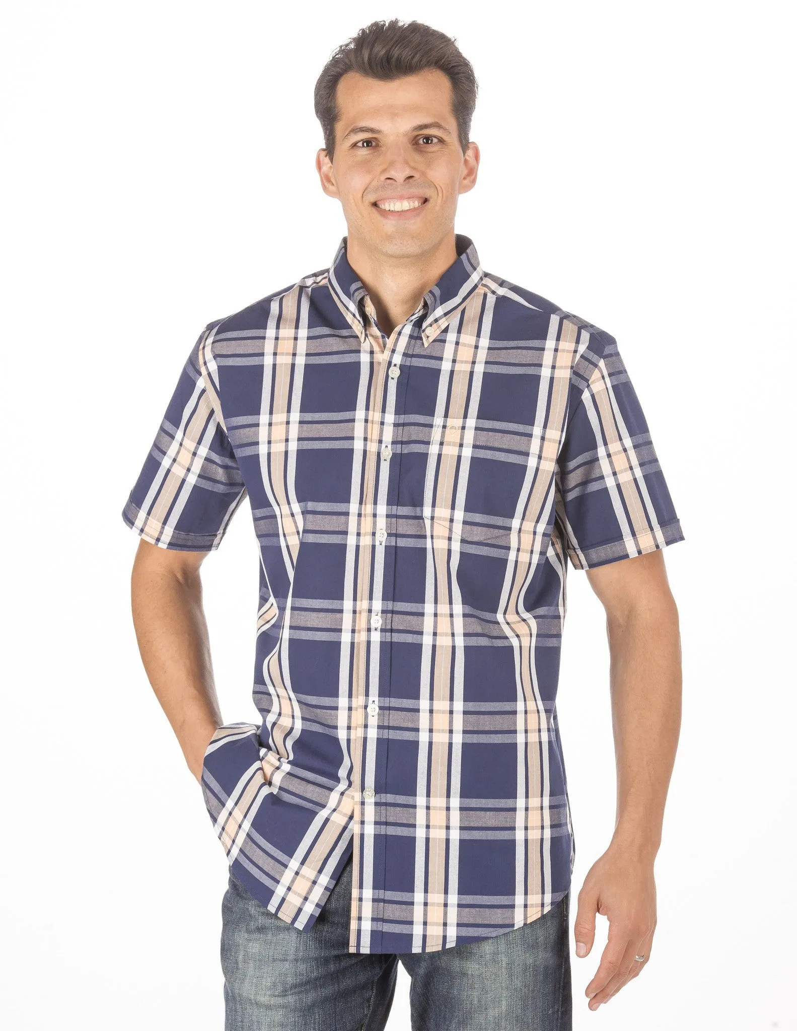 Men's 100% Cotton Casual Short Sleeve Shirt - Regular Fit