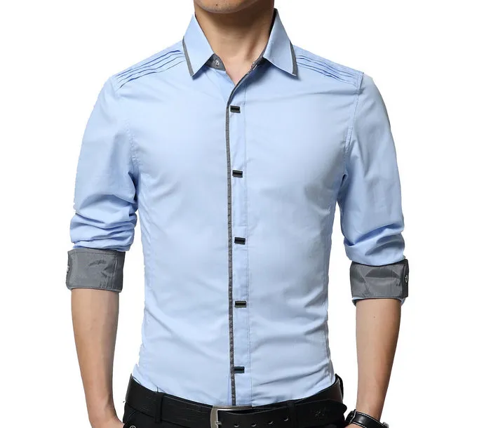 Mens Shirt with Layered Shoulder Details in Black