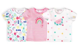 Minoti Girls T-shirt 3-Pack Berry Pink (3-6mths)