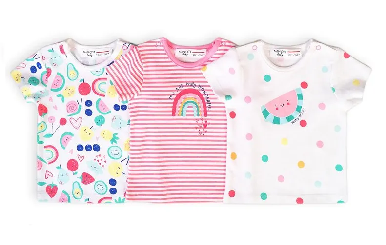 Minoti Girls T-shirt 3-Pack Berry Pink (3-6mths)