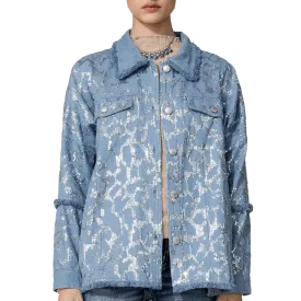 Miss Me Sequin Button Down Jacket