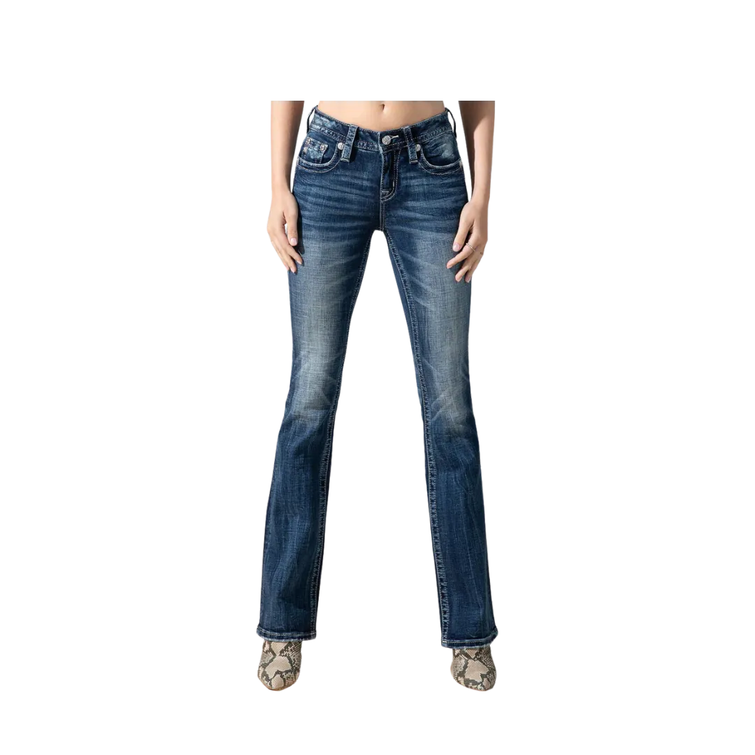 Miss Me Women's Crusader Bootcut Dark Wash Jeans