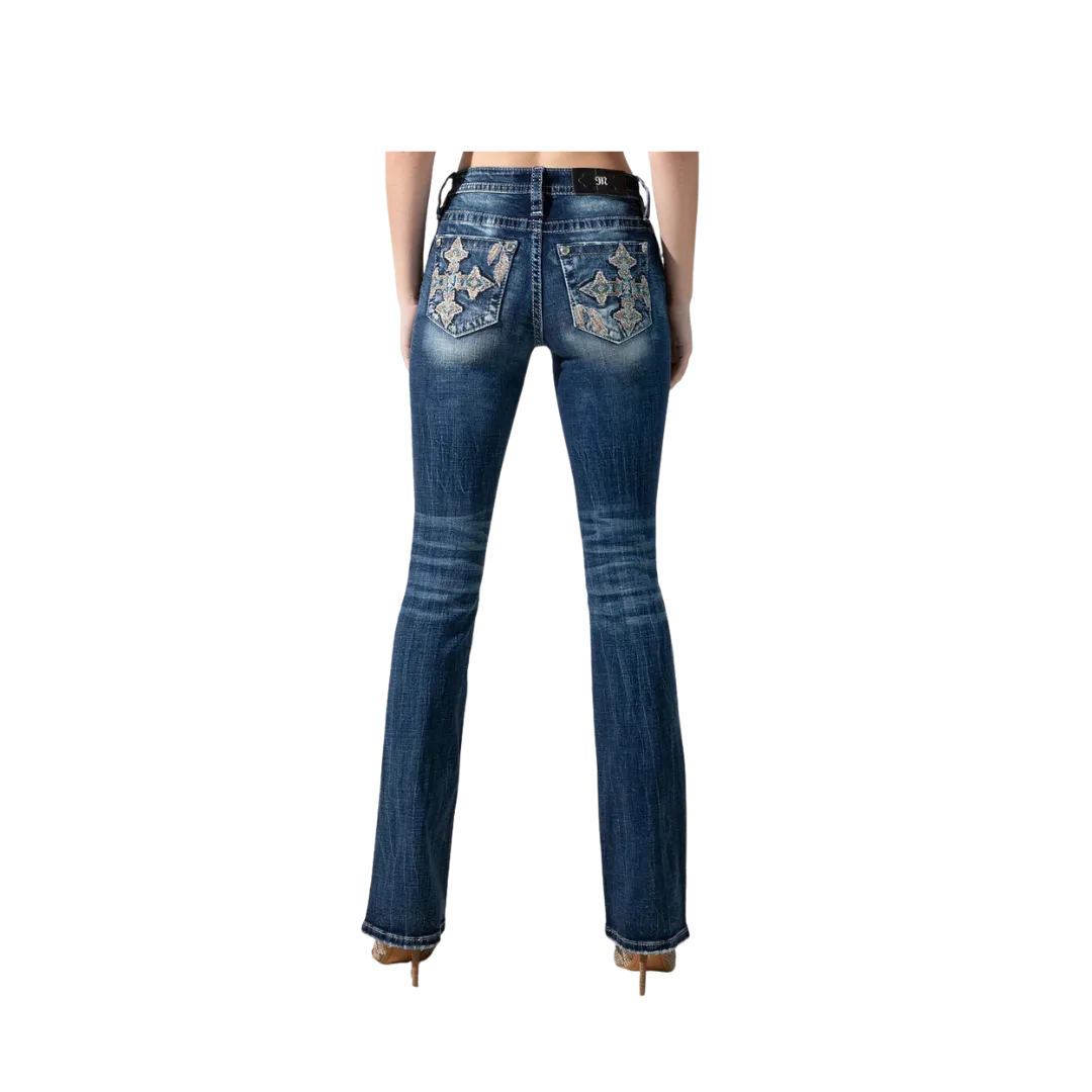 Miss Me Women's Crusader Bootcut Dark Wash Jeans