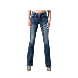 Miss Me Women's Crusader Bootcut Dark Wash Jeans