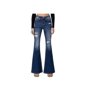 Miss Me Women's High Rise Sassy Flare Dark Wash Jeans