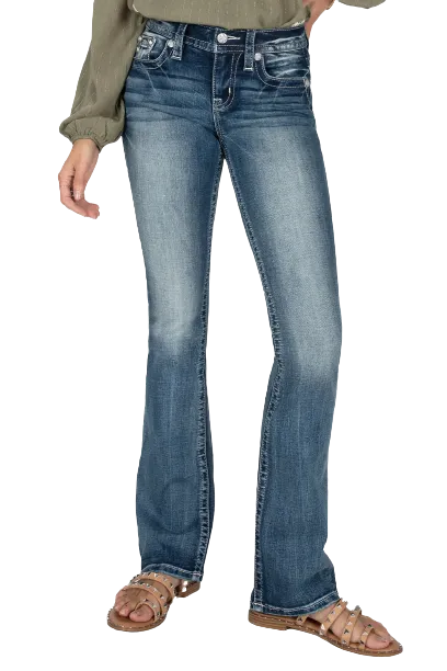 Miss Me Women´s Turquoise Feather Cross Bootcut Jeans