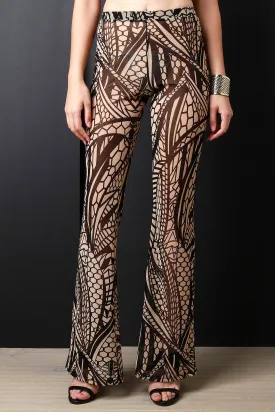 Multipattern Print Semi-Sheer Mesh Pants