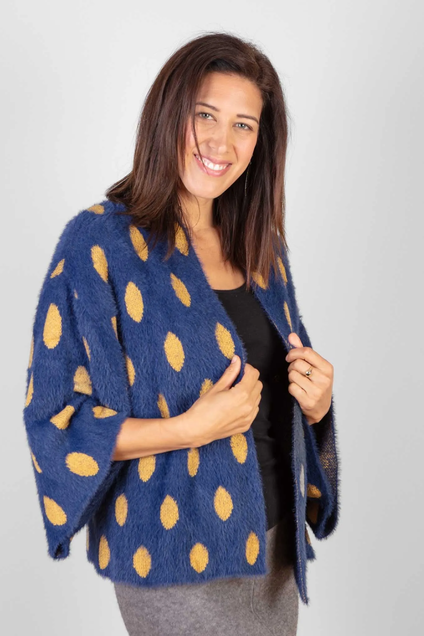 Navy Spot Cardigan