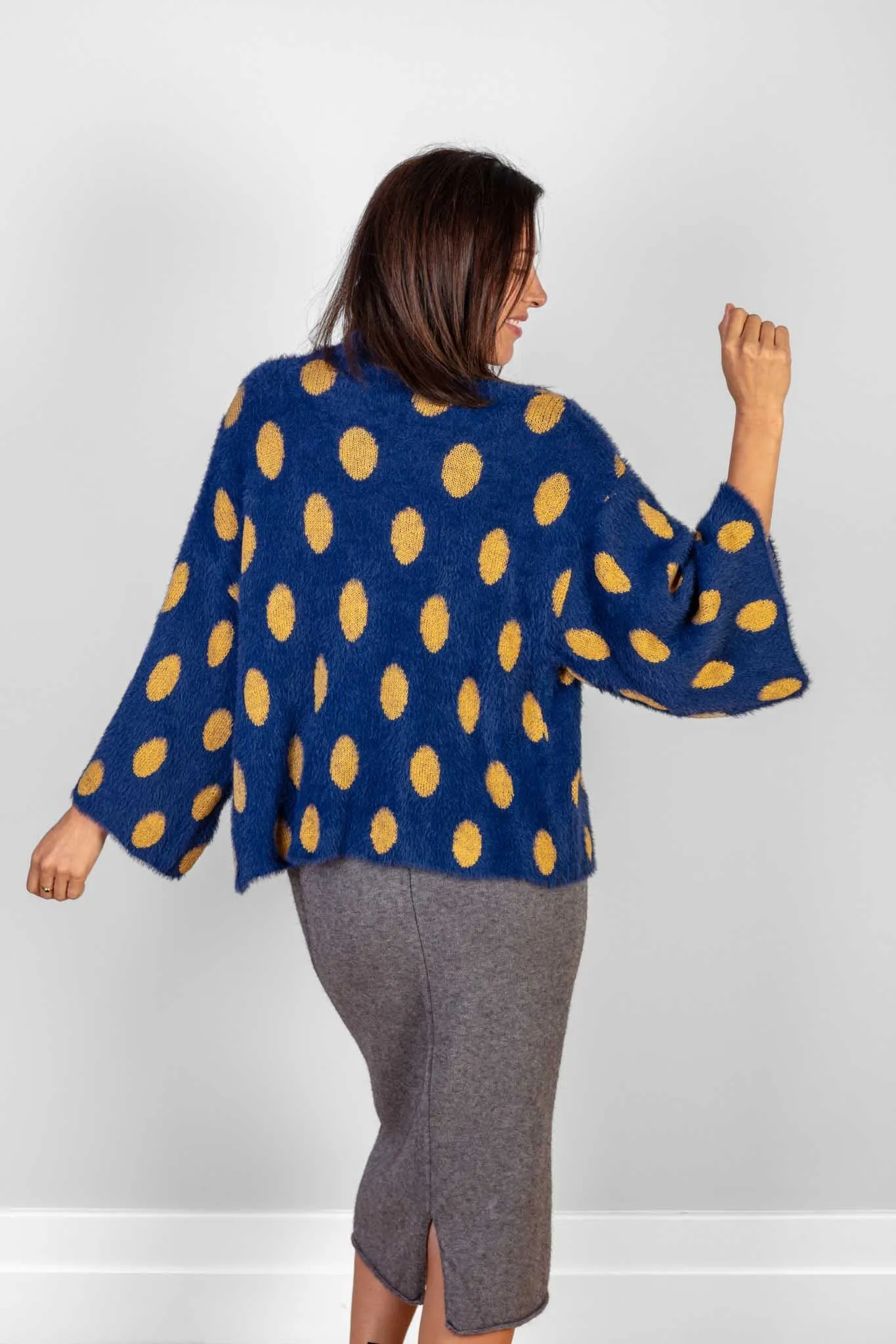 Navy Spot Cardigan