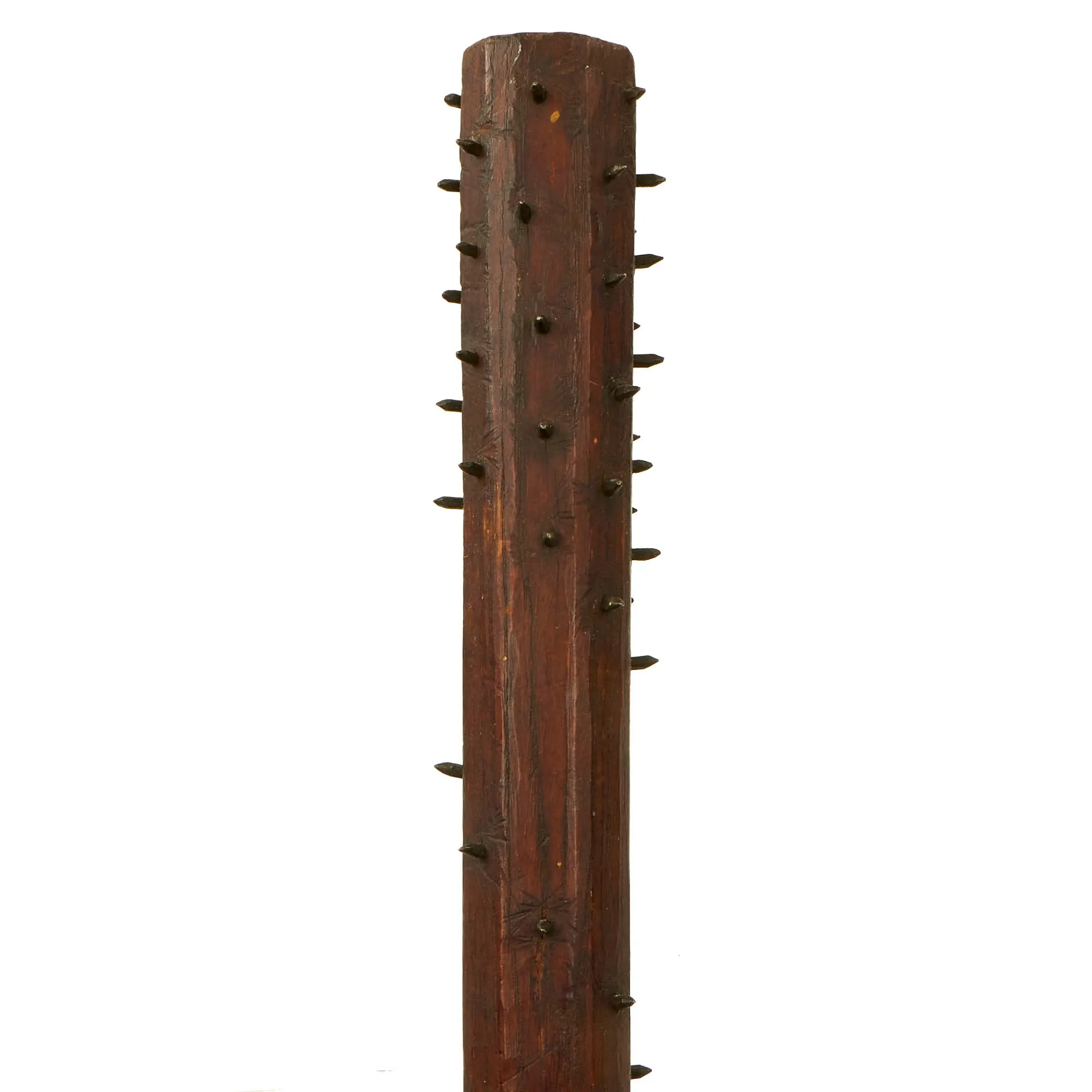 Original U.S. WWI Era Sharpened Nails Trench Club with Lead Filled Head - Featured in Book At Arm's Length V2 on Page 69