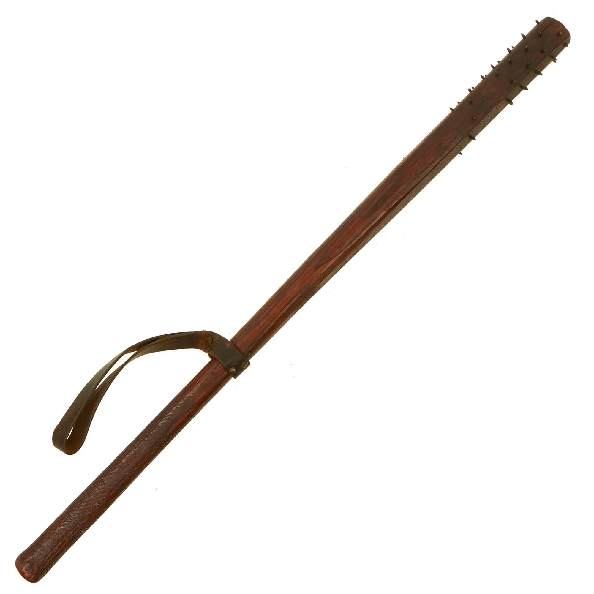 Original U.S. WWI Era Sharpened Nails Trench Club with Lead Filled Head - Featured in Book At Arm's Length V2 on Page 69