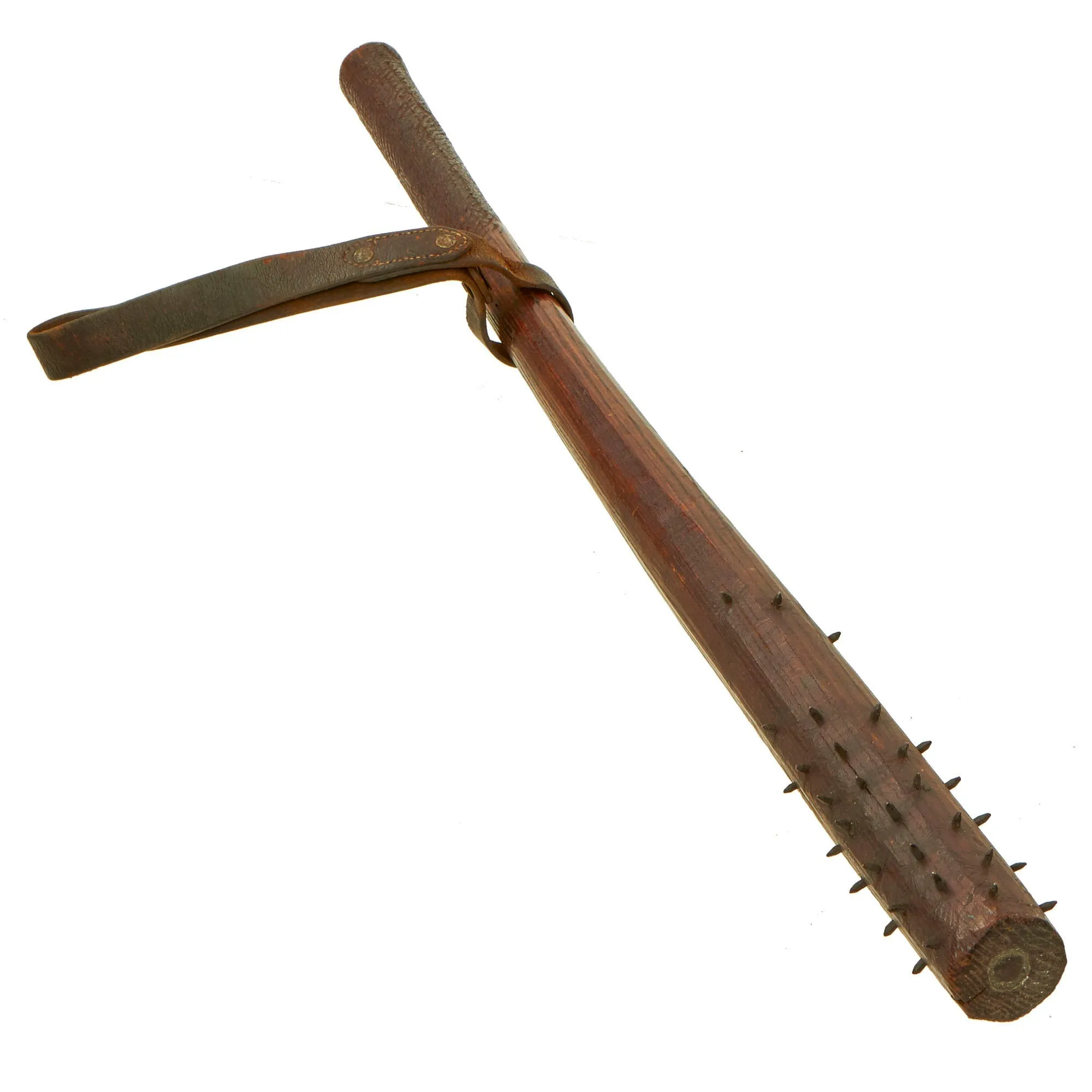 Original U.S. WWI Era Sharpened Nails Trench Club with Lead Filled Head - Featured in Book At Arm's Length V2 on Page 69