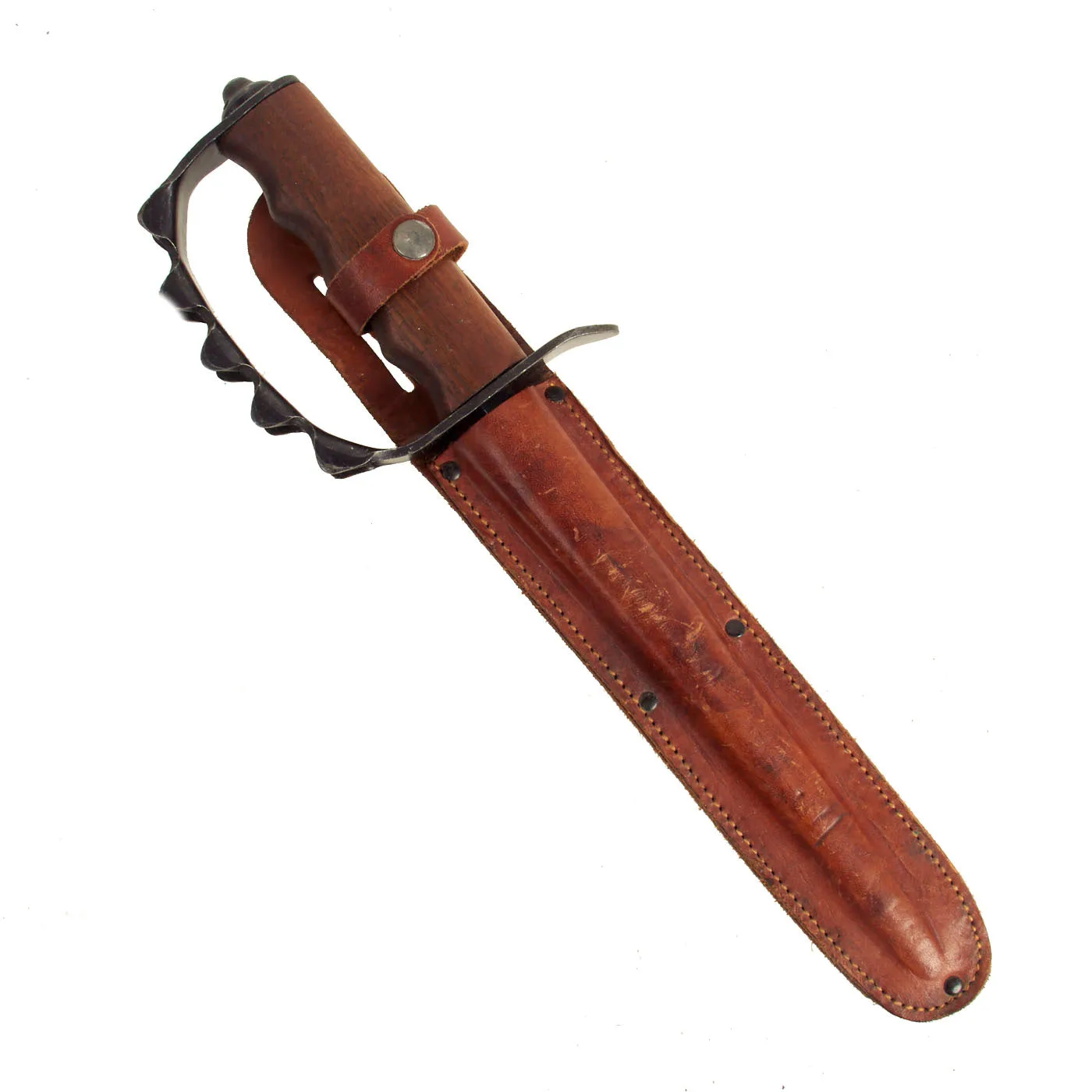 Original U.S. WWI M1917 Trench Knife by American Cutlery Company with WWII Leather Scabbard