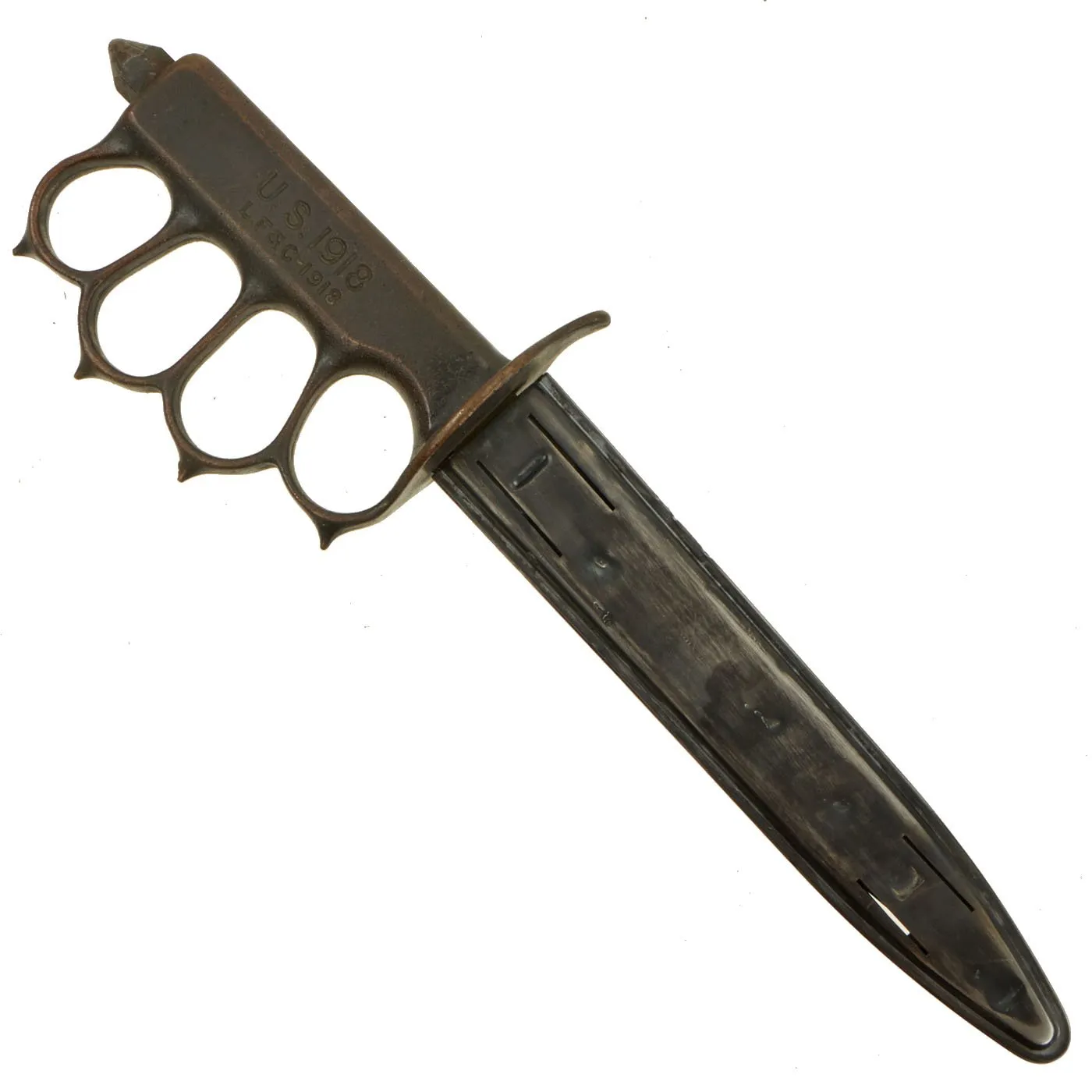 Original U.S. WWI Model 1918 Mark I Trench Knife by L. F. & C. with Replacement Scabbard