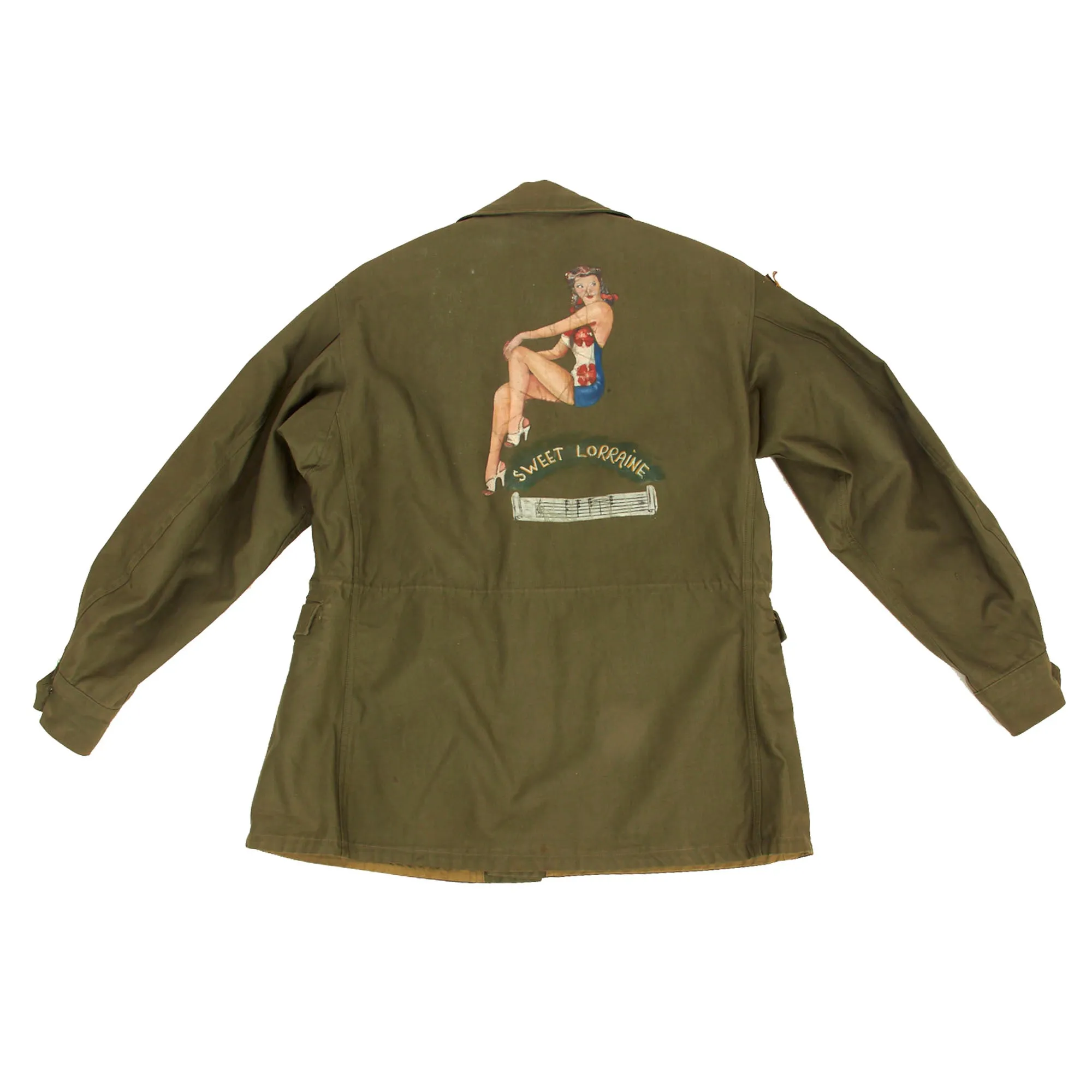 Original U.S. WWII 15th Air Force Bombardier “Sweet Lorraine” Pinup Painted M-1943 Field Jacket