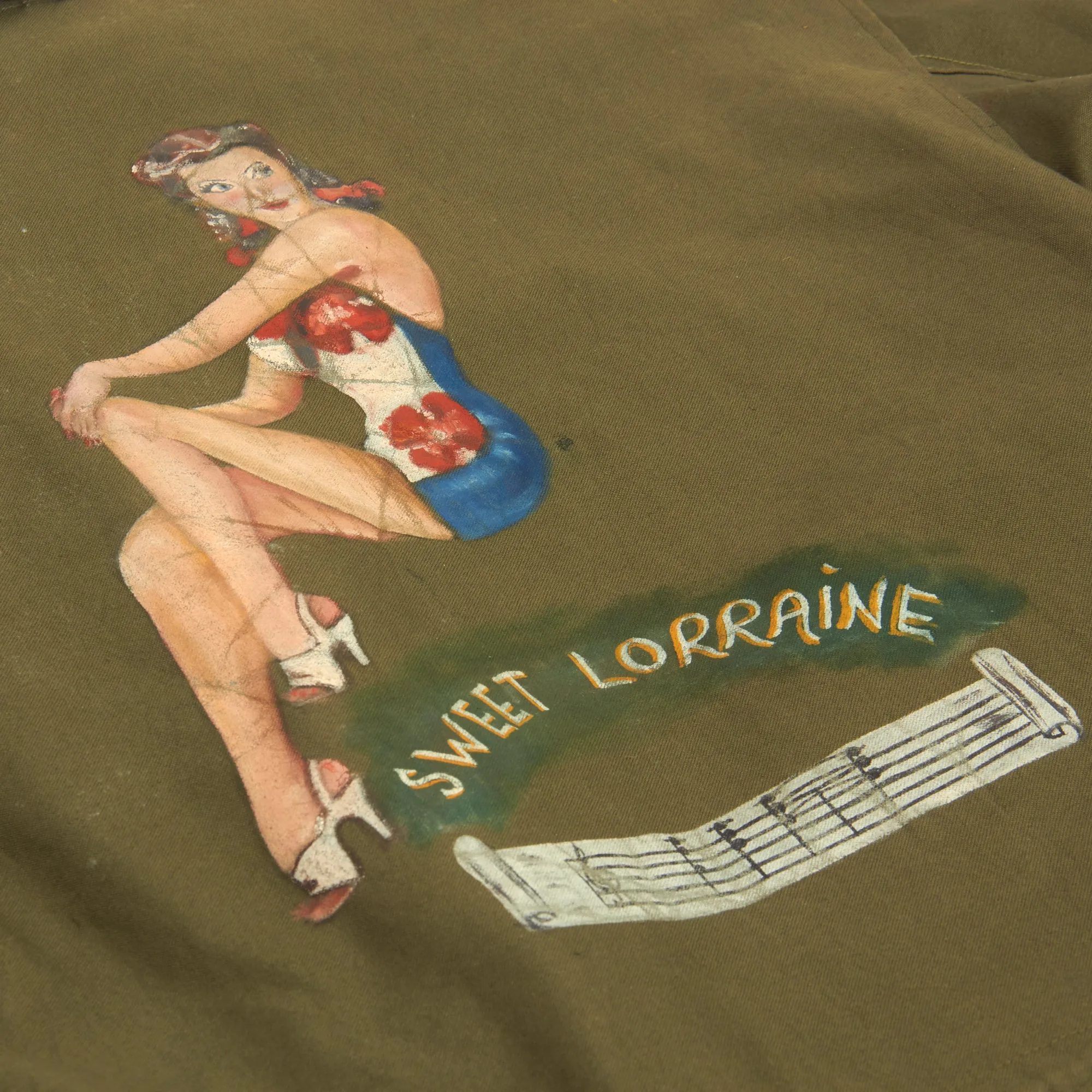 Original U.S. WWII 15th Air Force Bombardier “Sweet Lorraine” Pinup Painted M-1943 Field Jacket