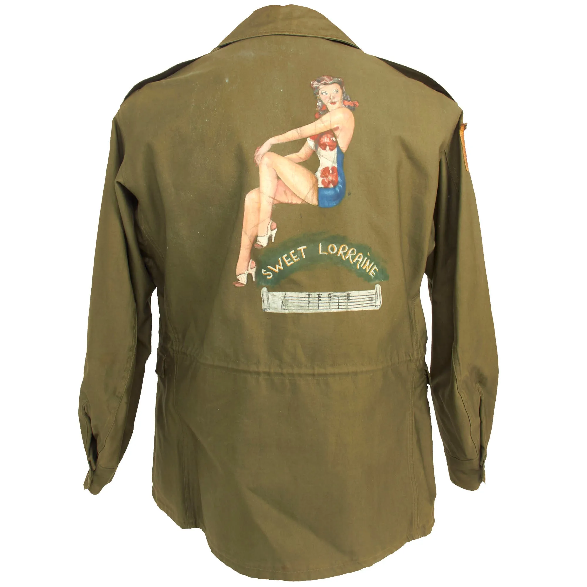 Original U.S. WWII 15th Air Force Bombardier “Sweet Lorraine” Pinup Painted M-1943 Field Jacket