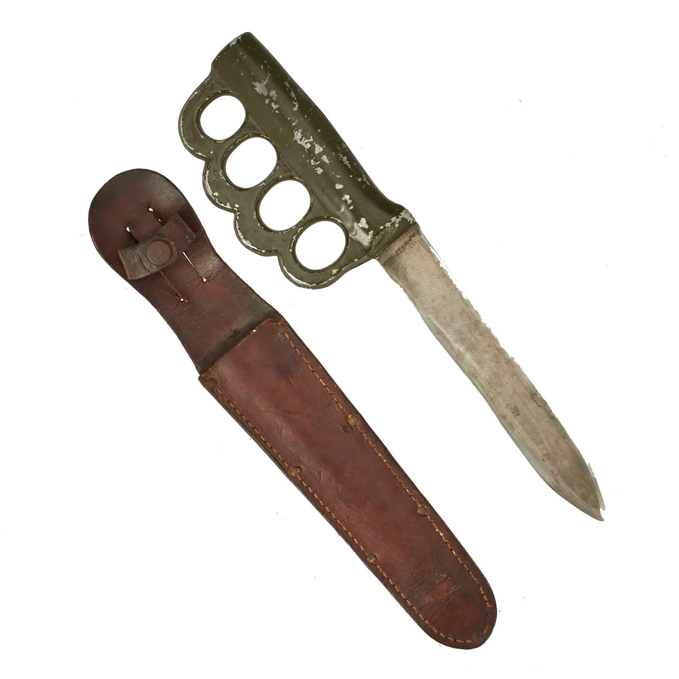 Original U.S. WWII Custom Knuckle Duster Fighting Knife As Seen in Book Signed By Author - Page 292