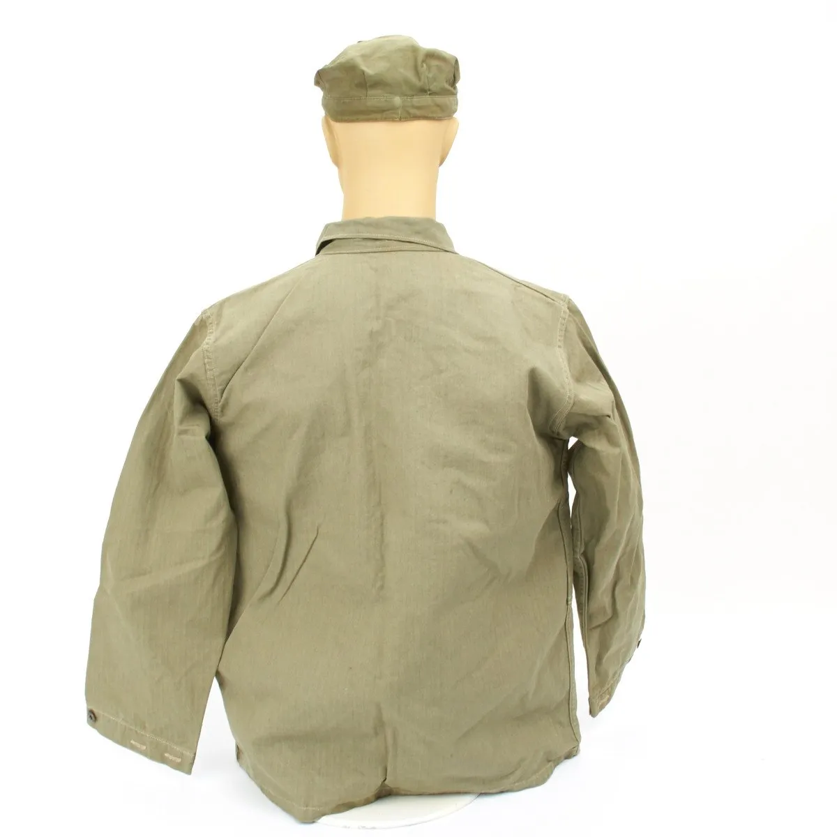 Original U.S. WWII USMC HBT Herringbone Twill P44 Utility Combat Uniform with P44 Cap