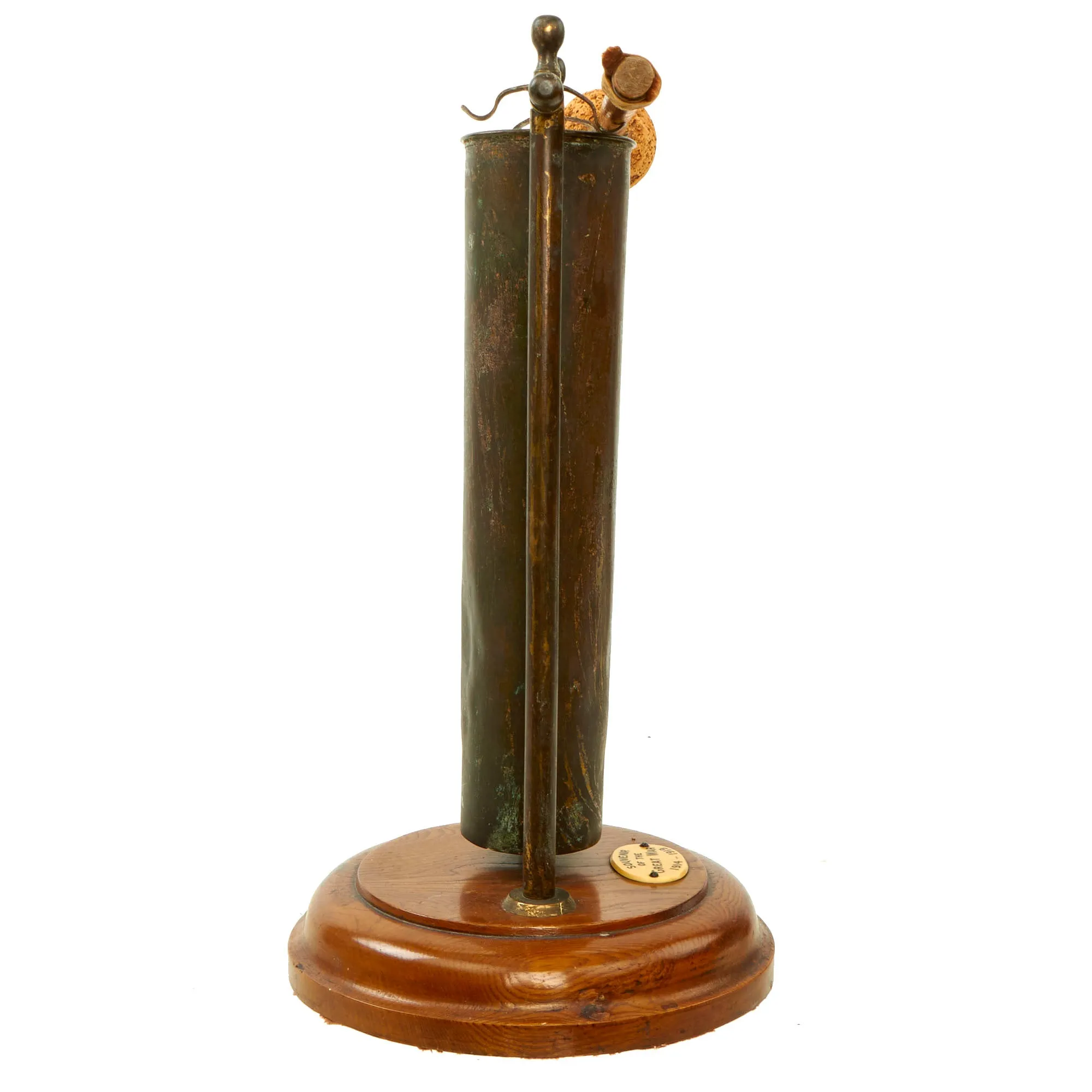 Original WWI Trench Art Dinner Bell “Gong” Made From French Artillery Shell As Featured In The Book “Trench Art, An Illustrated History” by Jane Kimball on Page 317